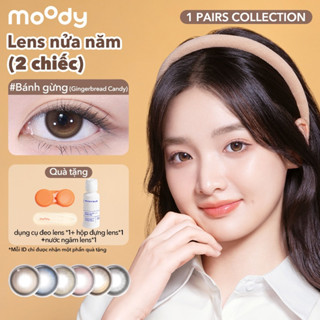 [lens moody 6 tháng - 02 chiếc] Kính áp tròng moody, 6 tháng, Bánh quy may mắn mẫu nâu đen tự nhiên, độ cận 0-7, độ giãn tròng 14.0 - 14. 5mm, giá 1 cặp (02 chiếc)