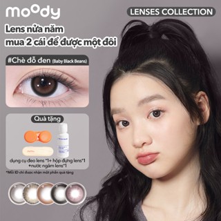 [lens moody 6 tháng dòng kinh điển - 01 chiếc] Kính áp tròng 6 tháng moody màu Chè đỗ đen nâu/đen tự nhiên, có độ cận 0-7, độ giãn tròng 14.0 – 14.5mm