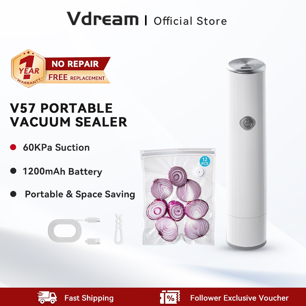 Vdream Máy bịt kín chân không cầm tay Máy bảo quản thực phẩm có thể sạc lại cầm tay Máy niêm phong không dây để bảo quản thực phẩm