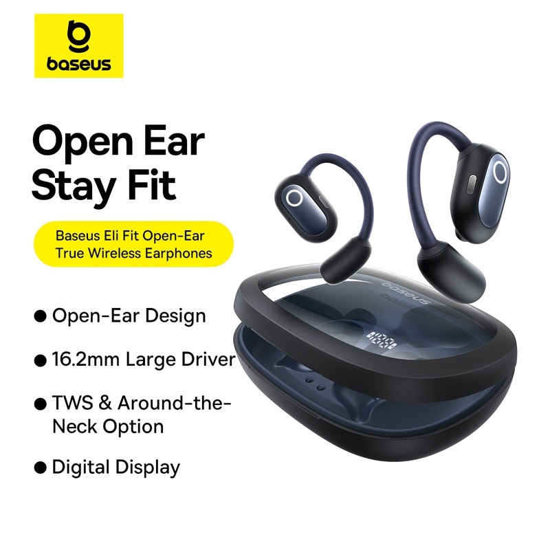 Tai nghe không dây thực sự Baseus Eli Fit Open-Ear Màn hình kỹ thuật số Trình điều khiển lớn 16,2mm