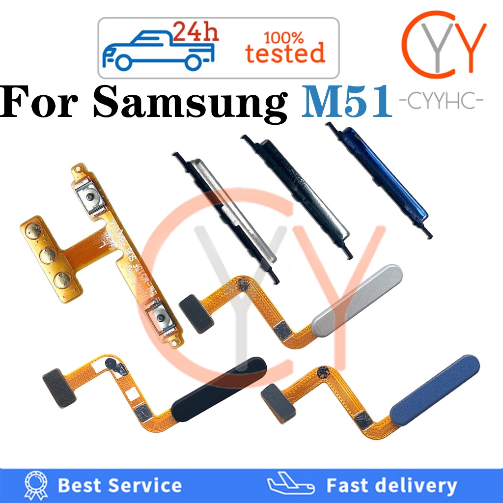 Dành Cho Samsung Galaxy M51 SM-M515F Trở Lại Nút Home Vân Tay Máy Quét Cảm Biến Trở Lại Chìa Khóa Âm Lượng Nút Công Tắc Nguồn Bật Tắt Nút Cáp Mềm