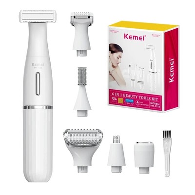 Kemei Chuyên Nghiệp Body Bikini Tông Đơ Cắt Tóc Điện Dao Cạo Sạc 6 Trong 1 Máy Cạo Râu Pubic Tẩy Lông Nữ Máy Cạo Râu