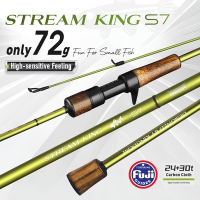 Cần câu Kingdom STREAM KING S7 1,45m / 1,65m / 1,8m 2 Phần 72g UL / L Power MF Cần đúc hành động Cần quay Vòng dẫn hướng FUJI 24 + 30T Vải Carbon siêu nhẹ thu hút