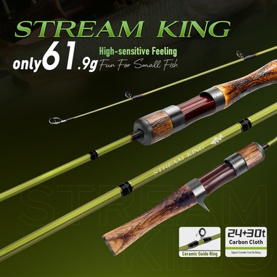 Cần câu Kingdom STREAM KING 1.39m / 1.45m / 1.53m / 1.65m / 1.82m 3 / 2 Phần 61.9g UL / L Power MF Action Casting Rod Spinning Rod Carbon Ultralight Travel River Stream Rod