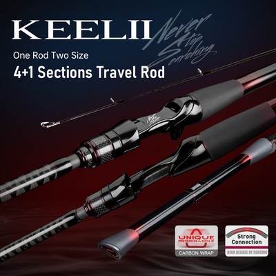 Cần Câu Kingdom KEEL-II 1.68m-1.8m / 1.89m-2.1m / 1.98m-2.28m 4 + 1 Phần L / ML / M / MH Power MF Hành Động Đúc Cần Quay Cá Hồi Carbon Mồi Xương Quay Siêu Nhẹ Du Lịch Mồi Cần