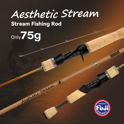 Kingdom AESTHETIC STREAM Cần Câu 1.43m / 1.5m / 1.59m 2 Phần 75g UL Power MF Hành Động Đúc Cần Quay FUJI Vòng Hướng Dẫn Carbon Siêu Nhẹ Baitcasting Cần Du Lịch Stream Rod