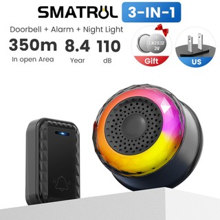 SMATRUL Chuông Cửa Không Dây Chuông Cửa Thiết Kế Kim Cương 62 Chuông 350M Phạm Vi 110db Gọi Chuông Nhà IP44 Nút Chống Thấm Nước EU US UK Cắm 100-250V Báo Động
