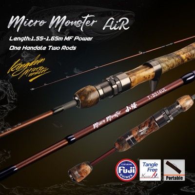 Kingdom MICRO MONSTER AIR Cần câu 1.55-1.65m 4 + 1 Phần Đúc Cần quay FUJI Vòng dẫn hướng UL / UL + MF Hành động Stream Rod Light Du lịch Cực phóng ánh sáng Dòng chảy câu cá