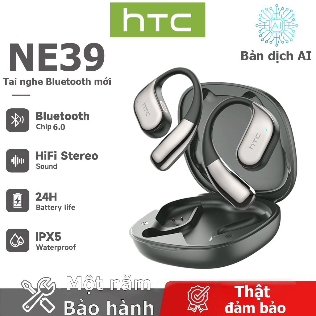 Tai nghe dịch thuật HTC NE39 AI Dịch thuật thời gian thực Tai nghe BluetoothTWS Bluetooth 6.0 Chất lượng âm thanh HiFi IPX5 Tai nghe không dây chống nước Bảo hành một năm | BigBuy360 - bigbuy360.vn
