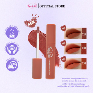 Fave Kiss Son Bùn lipstick Chất Son Kem Lip clay Nhung Dễ Dàng Thoa Tán Màu Chuẩn Mềm Mượt Trên Môi Làm Đầy Rãnh Môi Mềm & bền màu 24h