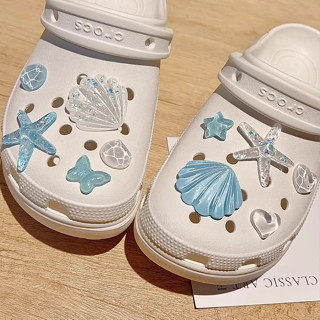  Sticker set charm cross Trong Suốt Họa Tiết Đại Dương Quyến Rũ Phụ Kiện Giày Sao Biển Cá Nhỏ Giày Quyến Rũ Thích Hợp Cho Phù Hợp Với Dép Đi Biển Dây Giày Lỗ 