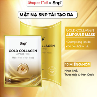  Mặt nạ giấy SNP dưỡng ẩm kiềm dầu trắng da Gold Collagen Ampoule Olive Young Hàn Quốc  Hộp10miếng  