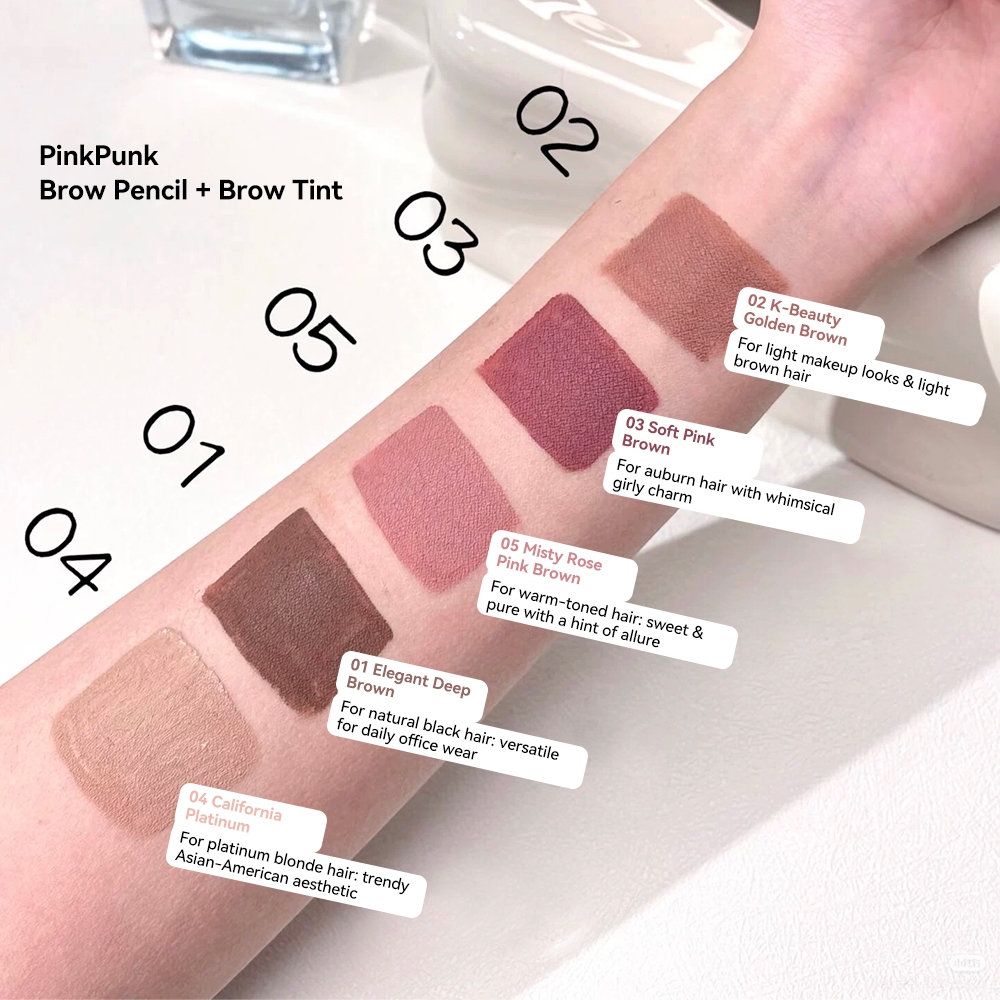 Mascara Lông Mày 2 đầu PinkPunk Chì kẻ mày Tự Nhiên 6 Màu Chống Nước & Nhòe Không Lem(280mg + 1.5g) | BigBuy360 - bigbuy360.vn
