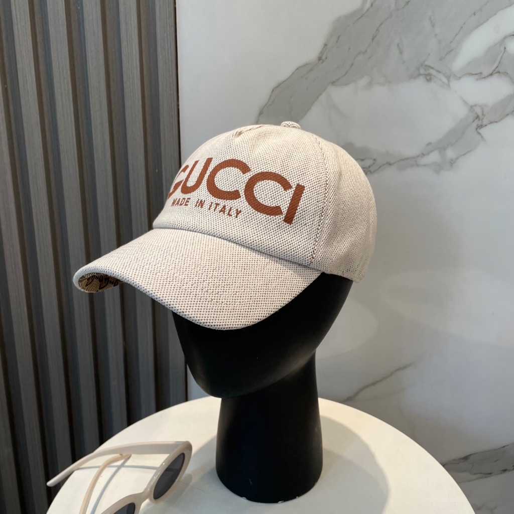 Gucci Canvas Nâu In Chữ Mũ Bóng Chày Nam - Phong cách thể thao