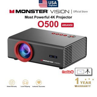  Monster O500 Android 1080P Full HD Máy Chiếu Rạp Chiếu Phim Gia Đình 4K Giải Mã Tự Động Lấy Nét Keystone WiFi6 