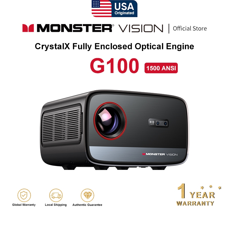 MONSTER G100 5 "LCD Full HD Máy chiếu 1500ANSI IMAX 4K Rạp chiếu phim tại nhà Màn hình tự động Phù h
