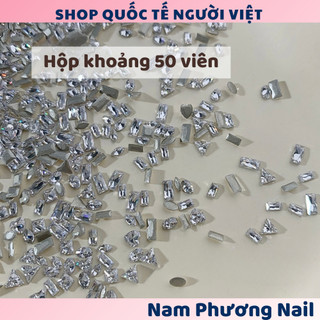  Hộp khoảng 50 viên đá chân bằng mix nhiều hình dạng màu trắng trà 🌸 Nam Phương Nail 🌸 
