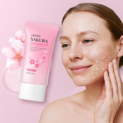LAIKOU Japan Sakura Gentle Exfoliating Gel 60g Kiểm soát dầu dưỡng ẩm sâu Làm sạch tạp chất