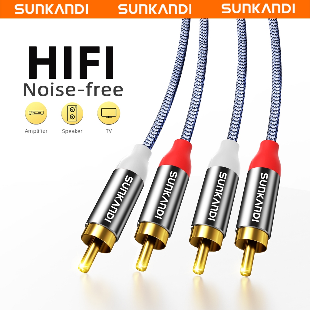 Cáp Âm Thanh SUNKANDI 2RCA Đến 2RCA Nam Stereo Mạ Vàng Cáp Cho Rạp Hát Tại Nhà TV CD DVD