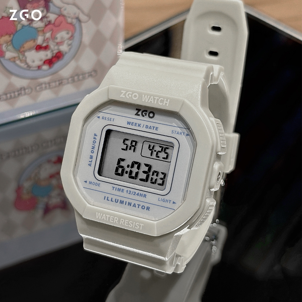 ZGO đồng hồ trẻ em Học sinh trung học chống nước 50M đa chức năng màn hình LED 7008