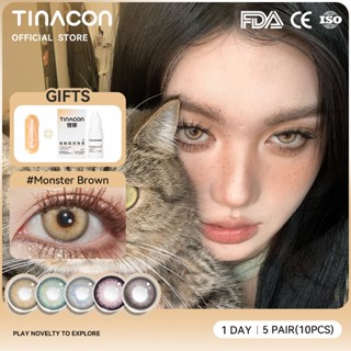 Kính áp tròng TINACON lens 1 ngày 10 chiếc màu xám mềm cho mắt Thích hợp trang điểm Đường kính 14.2/14.5mm có độ (0-8)