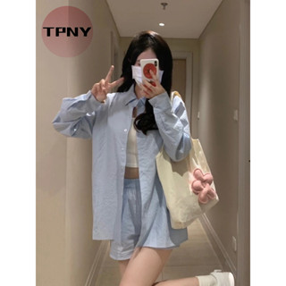   TPNY  Quần short Hello Kitty màu xanh Bộ đồ ngủ dài tay Bộ đồ hai mảnh mùa hè 