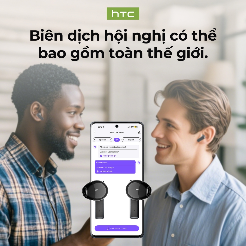 Tai nghe dịch thuật HTC NE40 AI LCD Tai nghe Bluetooth cảm ứng thông minh V6.0 Tai nghe không dây HIFI IPX5 chống nước | BigBuy360 - bigbuy360.vn