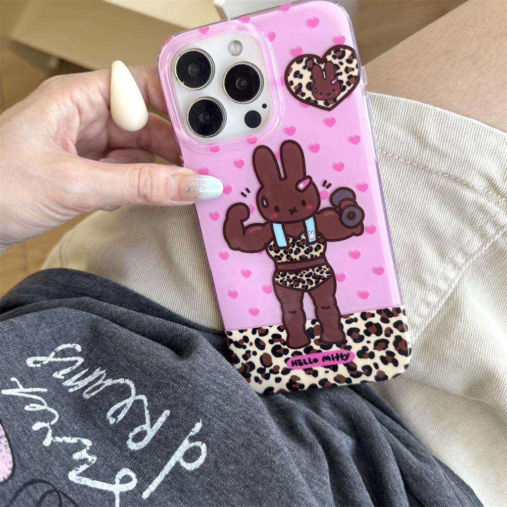 Dành cho iphone Case 16 Pro Max 15 Pro Max 14 Pro Max Ốp điện thoại Miffy da đen hai mặt