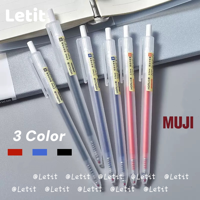 Letit |[5 bút + 20 ngòi]Bút Mực Gel MUJI Trong Suốt Ngòi 0.5mm  Thiết Kế Thu Gọn Học và Văn Phòng