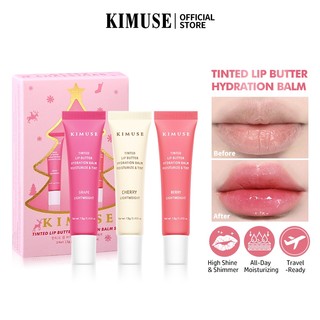 KIMUSE 3 Chiếc Son Dưỡng Môi Bơ Dưỡng Ẩm Bộ Dưỡng Ẩm Lâu Dài Dưỡng Ẩm Cao Cấp Hoàn Thiện Thân Thiện Với Du Lịch Lý Tưởng Tặng Bộ Trang Điểm