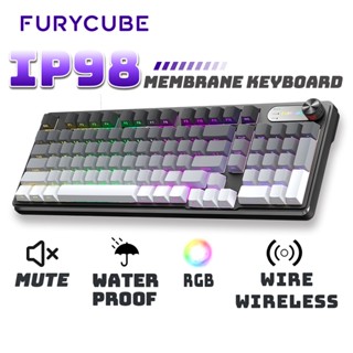 Bàn phím màng FURYCUBE IP98 Bàn phím dây chơi game màu RGB không thấm nước