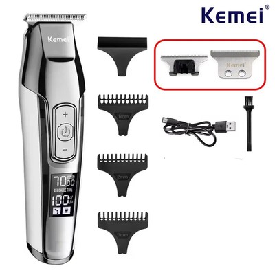 Kemei 5027 Cắt Tóc Không Gapped Cạnh Không Dây Cắt Tóc Đóng Máy Cắt Tóc Lót Khô Cạo Râu Màn Hình LCD