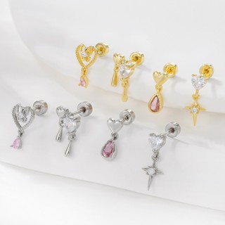 1 Chiếc Bông tai thép titan G23. Hình trái tim và giọt nước. Hoàn hảo để làm quà tặng.