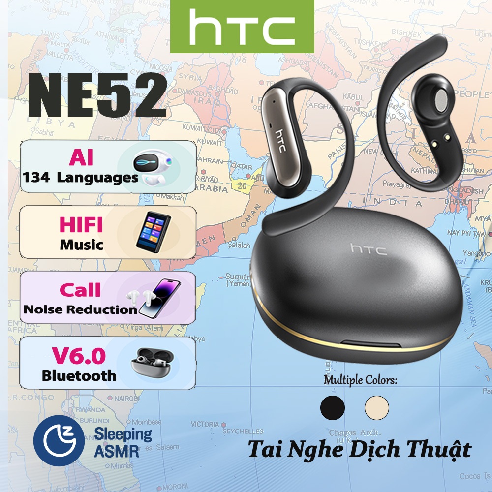 Tai nghe dịch thuật AI HTC NE52 V6.0 Tai nghe Bluetooth loại bỏ tiếng ồn HIFI Âm nhạc và chơi game Tai nghe không dây có độ trễ thấp | BigBuy360 - bigbuy360.vn