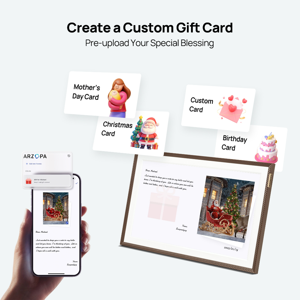 [MỚI] Khung ảnh kỹ thuật số WiFi Arzopa 15.6 "Màn hình cảm ứng FHD 1080P, lưu trữ 32GB, Chia sẻ ảnh / Video không dây, Slideshow, Quà tặng gia đình – Hỗ trợ ứng dụng ARZOPA D15 & Ứng dụng Frameo P156W | BigBuy360 - bigbuy360.vn