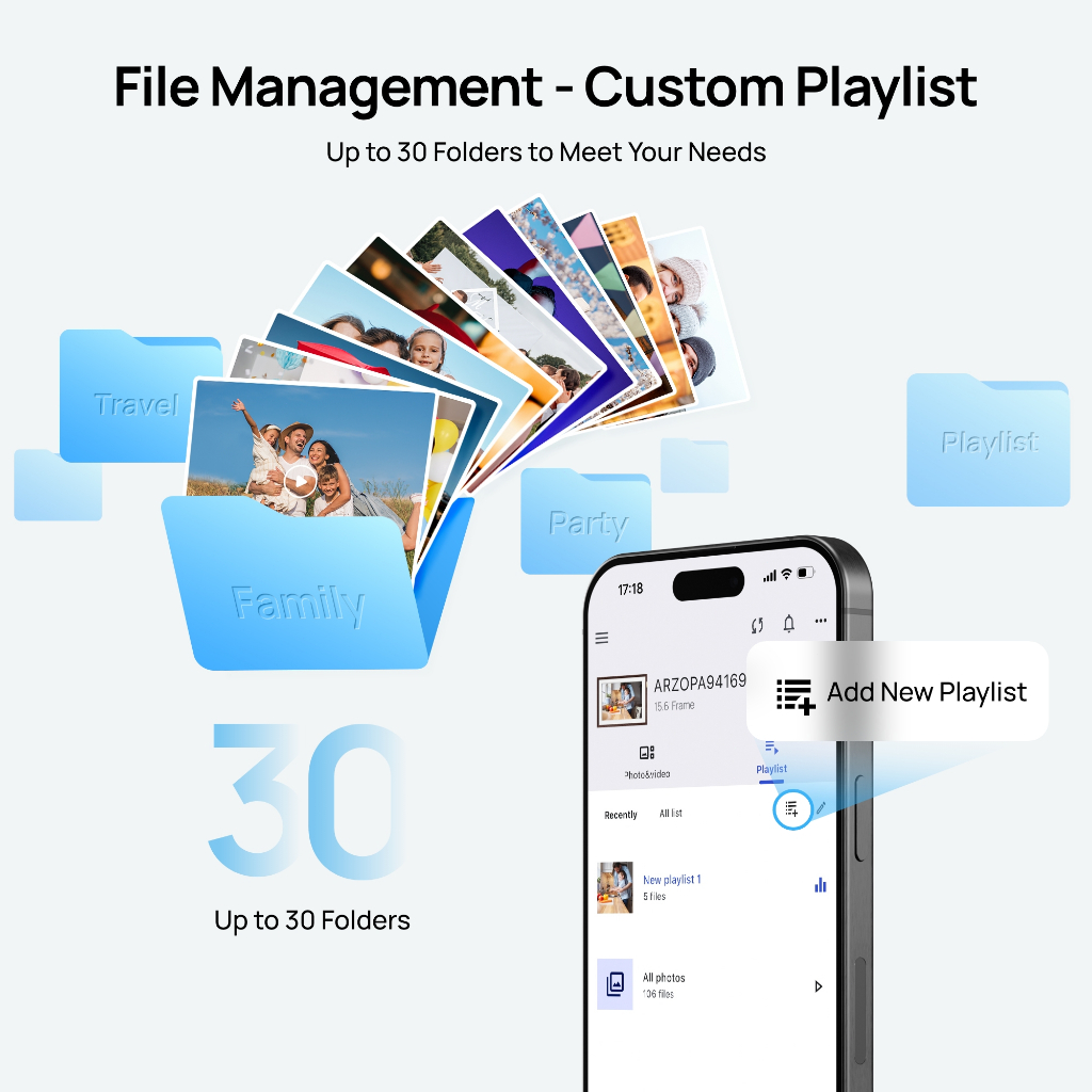 [MỚI] Khung ảnh kỹ thuật số WiFi Arzopa 15.6 "Màn hình cảm ứng FHD 1080P, lưu trữ 32GB, Chia sẻ ảnh / Video không dây, Slideshow, Quà tặng gia đình – Hỗ trợ ứng dụng ARZOPA D15 & Ứng dụng Frameo P156W | BigBuy360 - bigbuy360.vn