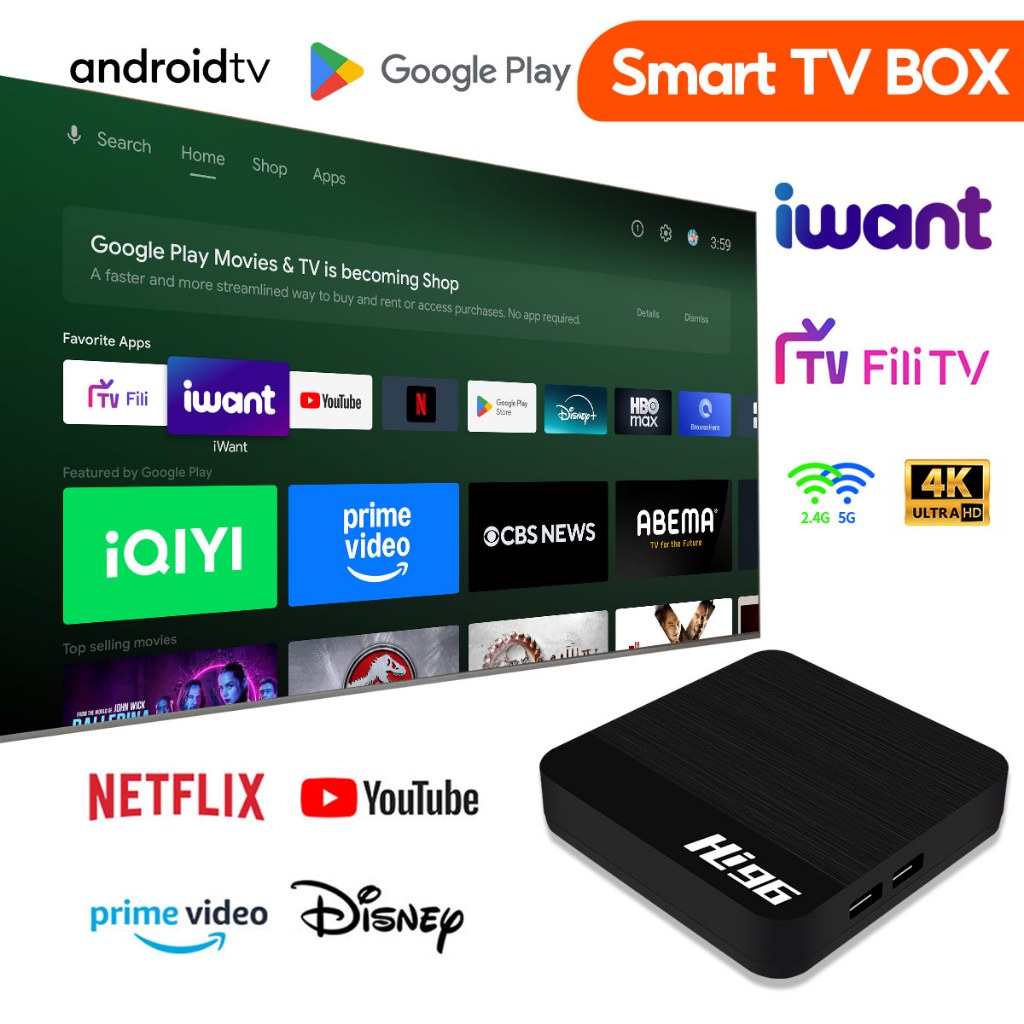 2025 Android Smart TV Box Hi96 X1 FULL HD 4K 1G + 8GB 2.4G / 5G WiFi Android TV Player Box FILI TV i