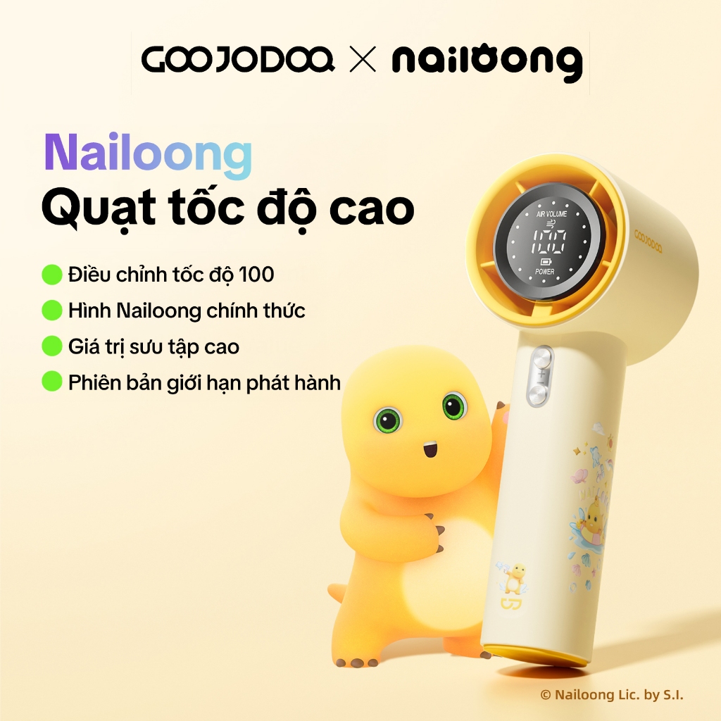 GOOJODOQ x nailoong  GFS001 4000 mAh Turbo Jet Mini Quạt Sạc Tốc Độ Cao Cầm Tay Di Động Gió Mạnh 100 Gear | BigBuy360 - bigbuy360.vn