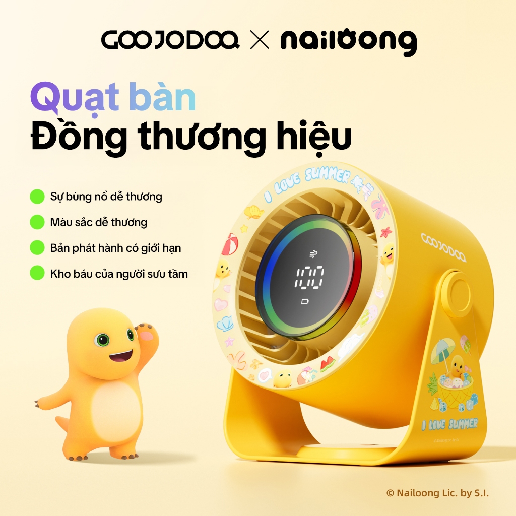 GOOJODOQ x Nailoong GFS008 Quạt yên tĩnh tốc độ cao 2 trong 1 Treo tường & Để bàn Màn hình LED 100 tốc độ 90° Góc điều chỉnh