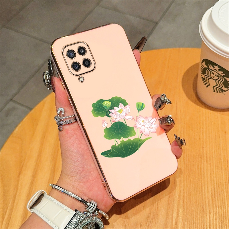 Mạ điện cạnh thẳng vẽ Lotus Samsung M32, Samsung M42, Samsung M33, Samsung M53