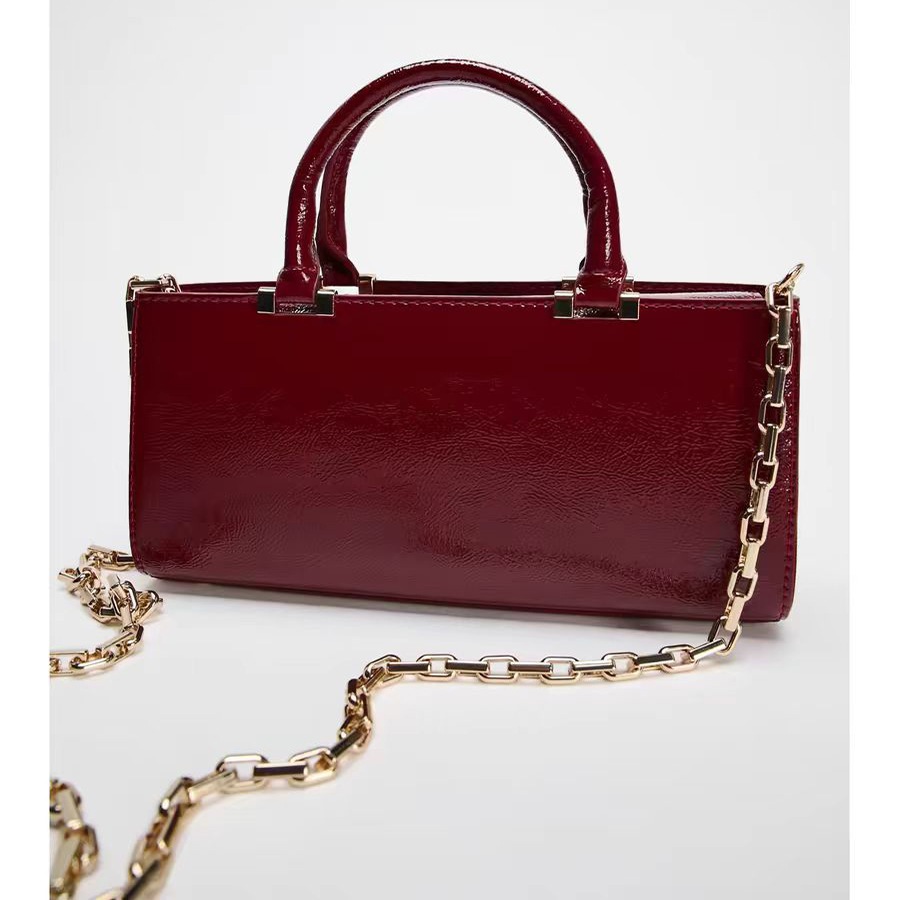 Zara2025 Dây Xích Mùa Hè Túi Xách Nữ Tiệc Cưới Nắp Túi Xách Rượu Đỏ Túi Đen