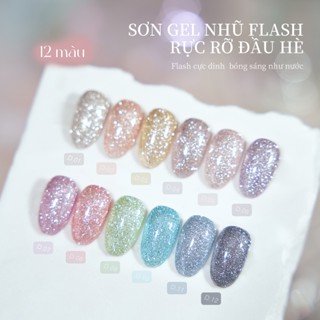  DANZHIHE 12 màu Sơn gel nhũ bắt sáng thích hợp cho làm móng tại nhà và DIY 