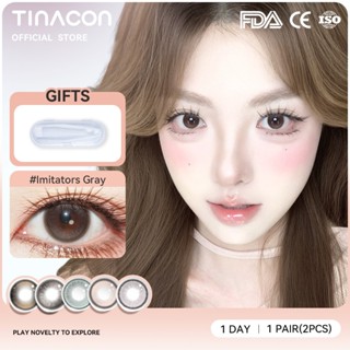  Kính áp tròng TINACON 2 chiếc lens cận DIA14.2 14.5mm tròng kính mắt búp bê màu mềm có độ  0-8  lens 1 ngày 
