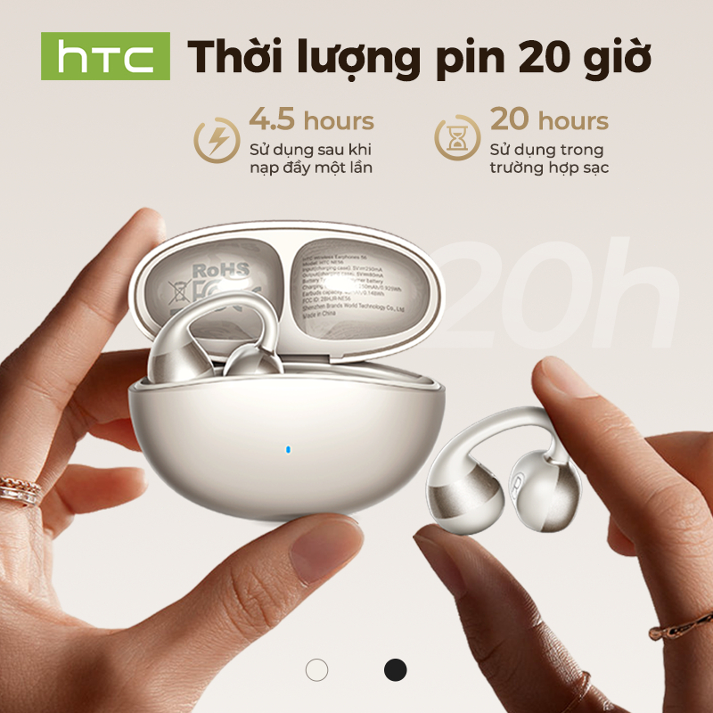 Bảo hành một năm HTC NE56 AI Dịch thuật thời gian thực Tai nghe BluetoothTWS Bluetooth 6.0 Chất lượng âm thanh HiFi IPX5 Tai nghe không dây chống nước | BigBuy360 - bigbuy360.vn