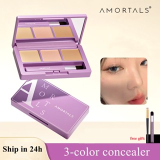  Bảng che khuyết điểm 3 màu AMORTALS Bao gồm quầng thâm đốm và vết mụn + cọ che khuyết điểm 