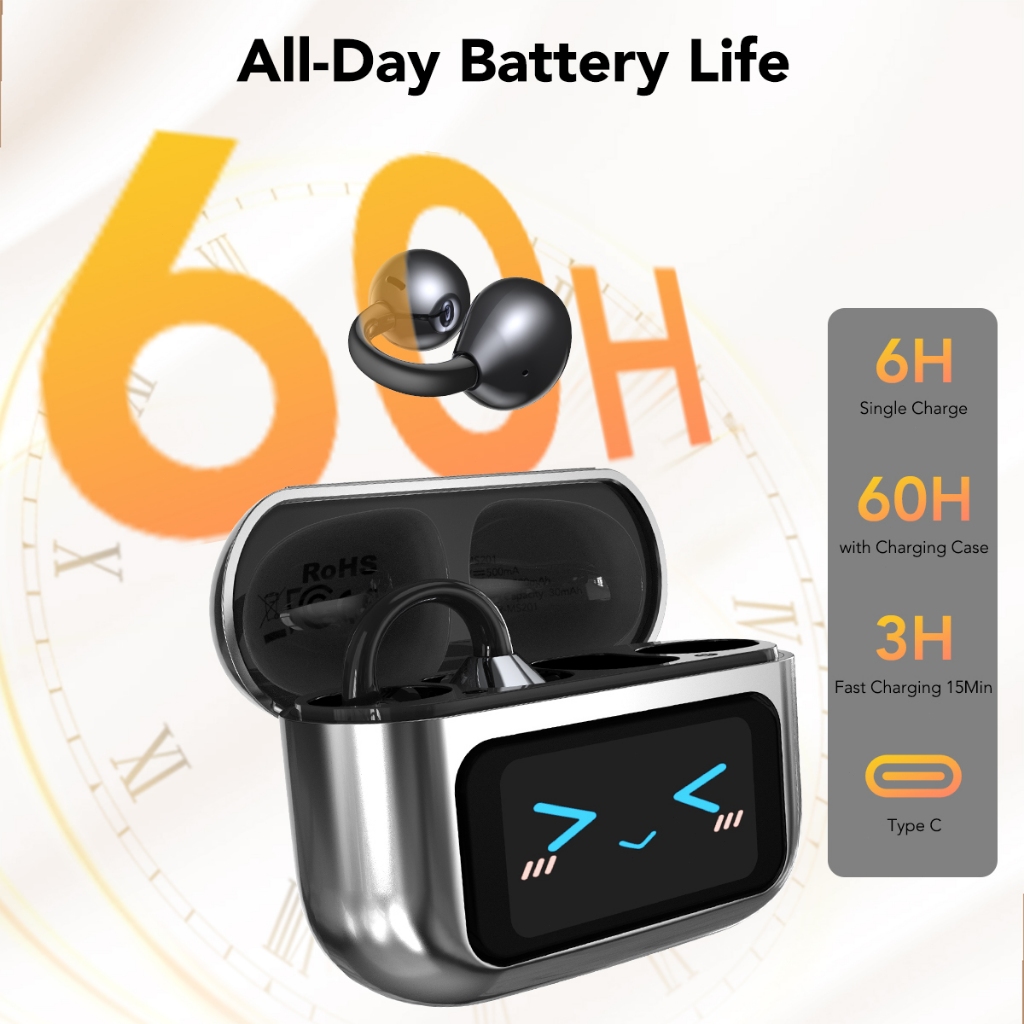 MINISO MS201 Tai nghe phiên dịch Bluetooth 6.0 Kẹp tai Màn hình LED cảm ứng Có chức năng chống ồn chủ động | BigBuy360 - bigbuy360.vn