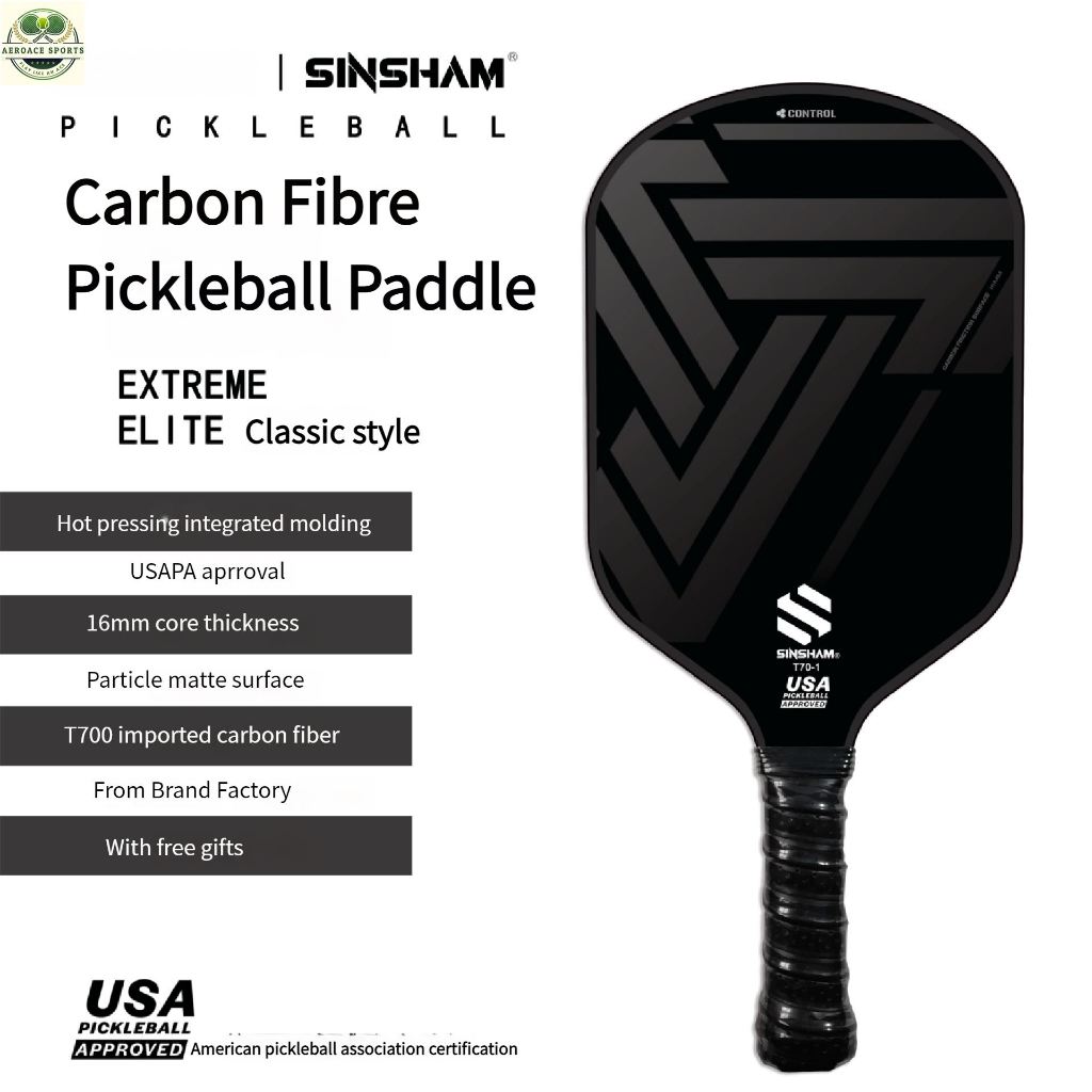 Vợt Pickleball Sinsham 16mm, sợi carbon T700, được USAPA phê chuẩn, bề mặt mờ