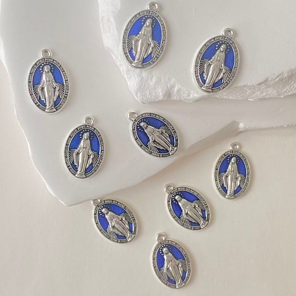 10 Chiếc Đức Mẹ Huy Chương Đức Mẹ Đức Mẹ Grace Men Mặt Dây Chuyền Quyến Rũ Cho DIY Mân Côi Vòng Cổ V