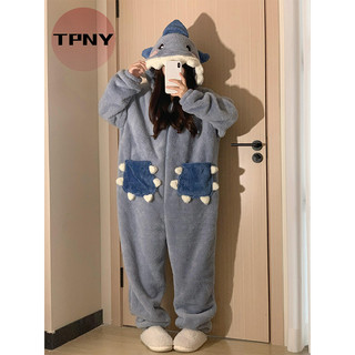 [TPNY] Bộ áo liền quần lông cừu màu san hô có mũ trùm đầu, phong cách mùa đông nữ