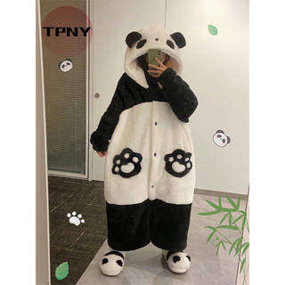 [TPNY] Gấu Trúc Dễ Thương Lông Cừu Dày, Thời Trang Mùa Đông Sang Trọng, Có Mũ Trùm Đầu